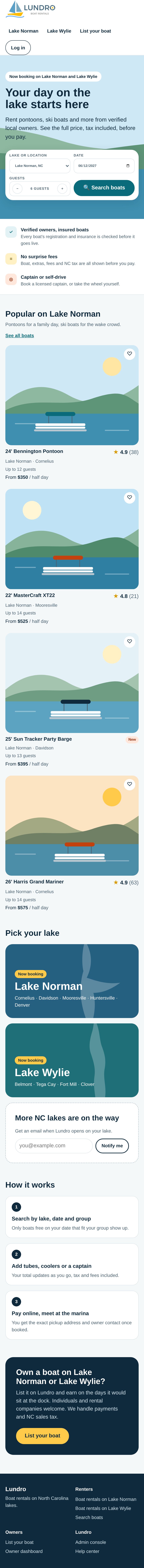 Lundro Home page, phone layout